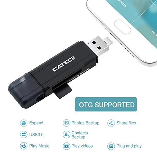 Cateck Micro USB OTG und SuperSpeed 2-Slot USB 3.0 Flash-Speicherkartenleser, zur Unterstützung von SD / Micro SD für Windows, Mac, Linux und bestimmten Android-Systemen - 2