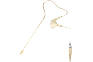 KIMAFUN Microfono auricolare singolo a uncino per orecchio, microfono omnidirezionale a condensatore da portare in testa, compatibile con trasmettitore bodypack del system wireless Senn_heiser,Beige