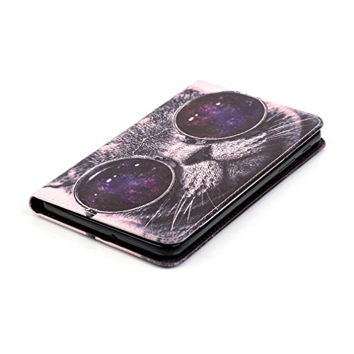 SZHTSWU Kunstleder Tasche für Samsung Galaxy Tab A 7.0 (2016) Tablette, Farbmalerei Serie PU Leder Tablette Tasche Hülle Schutzhülle Flip Wallet Case Ledertaschemit Kartenfächern und Ständerfunktion für Samsung Galaxy Tab A 7.0 SM-T280/SM-T285 (7 Zoll) Wi-Fi (2016)Tablet-PC (Brille Katze 09) - 6