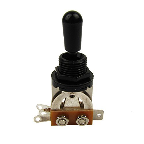 Musiclily Métrica Toggle Switch Interruptor Selector de Palanca de 3 Posiciones para Guitarras de Estilo Les Paul, Negro con Botón Negro