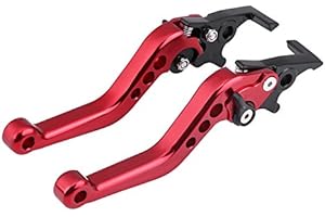 Keenso Motorcycle Brake Lever, 1 Pair Aluminum Alloy Motorbike Brake and Clutch Lever Pit Bike Brake Lever Snapback Levers Motorbike Brake Handle Levers Double Disc (red)