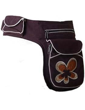 Goa Schulter / Bauchtasche Gürteltasche Bauchgurt Hippie Psy Festival Blumenmotiv