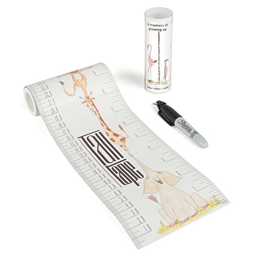 Talltape ('Animals') - Portable, Roll-up Height Chart Plus 1 Sharpie Mini Marker Pen To Measure Children From Birth To Adulthood - Choice of 8 Designs