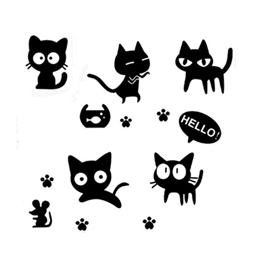 Schwarz Katzen Aufdruck Entfernbar Wandtattoo Aufkleber Wandpapier Raum Deko
