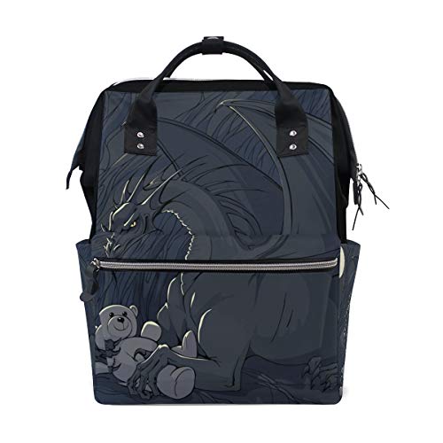 Preisvergleich Produktbild Dragon mit Bär, Spielzeug, Schulrucksack, große Kapazität, Mumien-Taschen, Laptop, Handtasche, Freizeit, Reiserucksack für Damen, Herren, Erwachsene, Teenager, Kinder