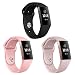 Produktbild Kmasic Sport Armband kompatibel mit Fitbit Charge 3 & 3 SE, weichen Silikonband Ersatz-Armband Fitbit Charge 3 Smart Fitness-Uhr, Klein, 3 Pack-Schwarz/Pink Sand/Rosa