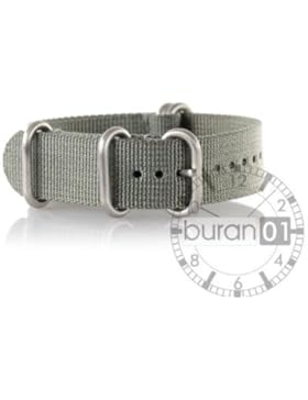 VK von Buran01.com WATCH STRAP FOR NATO NYLON STRONG ZULU Grey Grau 26mm