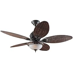 Hunter Fan 24457 Hunter Caribbean Breeze Bronze patiné 137 cm Ventilateur de plafond avec éclairage, Acier, 69 W, 137 cm