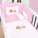 8-tlg. Bettsetpaket Sleeping Bear in rosa inkl. Himmelstange, Kissen + Decke - 5