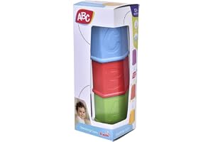 Simba ABC Staplingskopp – 6-delat stapelleksak i hexagonform, med siffror och bokstäver, höjd staplad 41 cm, motorikleksak fö