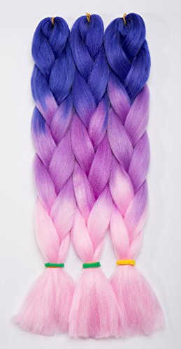 24 "dos Ombre Extensiones de pelo trenzado fibra kanekalon Cabello Sintético Trenzado de 300 G