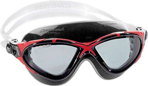 Cressi Saturn Crystal Anti Fog Premium Silicone Swimming Goggles - Mask (Made in Italy), Black/Red Smoked Lens