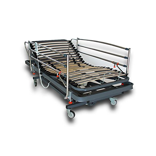 Ventadecolchones - Camas Articuladas Geriátrica de Hospital con Carro Elevador Medida 90 x 190 cm con Juego de barandillas
