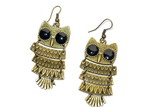 Zehui – búho retro vintage fashion pendientes bronce