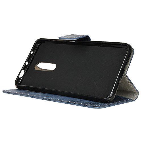 Funda Para Alcatel A7  Sunrive Funda Protecci  n Carcasa Cuero Resistente Cierre Magn  tico carcasa en folio  soporte plegable ranuras para tarjetas  retro azul    1 x L  piz   ptico