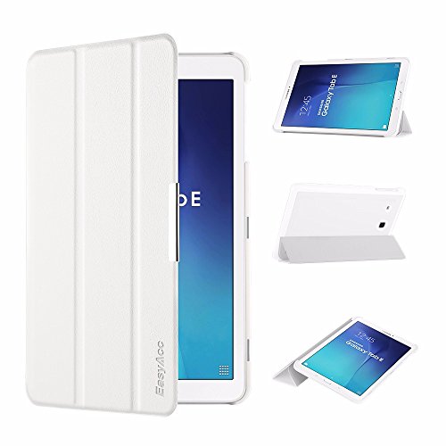 EasyAcc Samsung Galaxy Tab E 9.6 Hülle Schutzhülle T560 Case Hochwertiges PU Leder Etui – mit Standfunktion für Samsung Galaxy Tab E T560/T561 (9,6 Zoll) Tablet-PC (Weiß, Kunstleder, Ultra Dünn) - 2