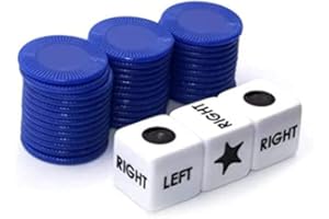 SGERSTE Left Right Centre Dice Game - Left Right Centre Dice Game | Left Right Centre Table Game with 3 Dices and 24 Colour Chips for Family Evenings, Friend Meetings, Travel, Outdoor Camping