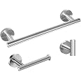 8-teiliges Badzubehör-Set Aus Edelstahl – Gebürstetes Nickel | Handtuchstange, Halter, Ringe & Haken Zur Wandmontage