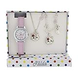 Relda Kinder Kätzchen Schmuck & Uhr, Halsekette, Armband Set für Mädchen
