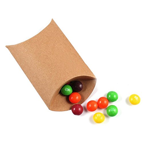 Hrph 100Pcs Kraftpapier -Kissen-Süßigkeit-Kasten Hochzeitsbevorzugungsgeschenk Partei-Versorgungsmaterial - 2