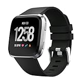 Für Fitbit Versa Armband, Covermason Weich Silikon Ersatz Sport Klassisch Band Gurt Für Smartwatch Uhrenarmbänder 20mm/22mm (Schwarz)