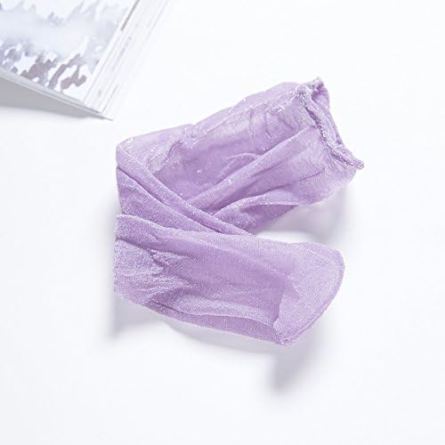 Maivasyy 3 Pairs of Socks Natural Fold 5D Slim Candy Colors of Silver Stack Socks Loose Breathable Flash Stockings, Purple,