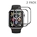 Produktbild WARMYEE 2 Stück Apple Watch Series 4 Schutzfolie, 3D Curved Panzerglas Volle Abdeckung 9H Härte Super Langlebig,Anti-Öl,Blasenfrei Panzerglasfolie Displayschutzfolie für Apple Watch Series 4 40mm