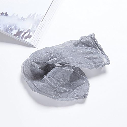 Maivasyy 3 Pairs of Socks Natural Fold 5D Slim Candy Colors of Silver Stack Socks Loose Breathable Flash Stockings, Dark Grey,