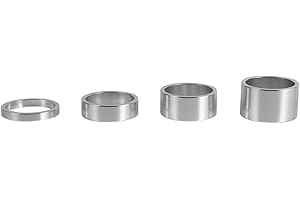 YOSOO HEALTH GEAR Bike Headset Spacer, Bicycle Headset Stem Bike Front Stem Fork Bike Washers 5mm/10mm/15mm/20mm Aluminum Alloy Headset Spacers Mountain Bike Fit for MTB Mountain Bike, Road Bike (Silver)