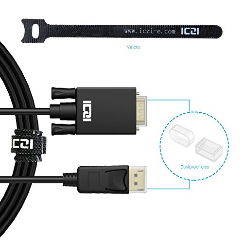 ICZI DisplayPort auf VGA Kabel (Male zu Male, vergoldet Stecker, 1080p) Adapter, für der Monitor mit VGA Buchse anschließen, Schwarz (3m) - 4
