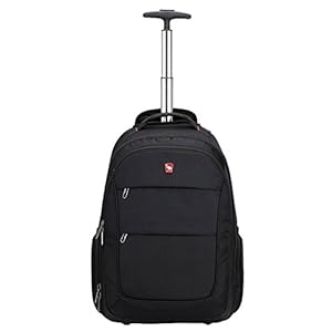 OIWAS Mochila Escolares con Ruedas Trolly para Portátil de 15.6 Pulgadas Equipaje de Mano Unisex Negro 30L