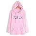 Produktbild Bovake Damen Plüsch Sweatshirt Mit Kapuze Parka Women Cat Printed Stickerei Shirt Lang Abschnitt Winter Shirt Warm Outwear Coat Freizeit Jacke Oberteil Casual Pullover Tops