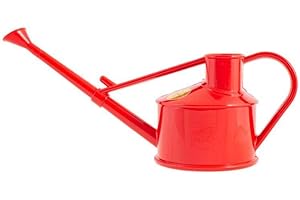 Indoor Plastic Watering Can | The HAWS Langley Sprinkler - One Pint | Pot Waterer | Fine Spray Rose | Red