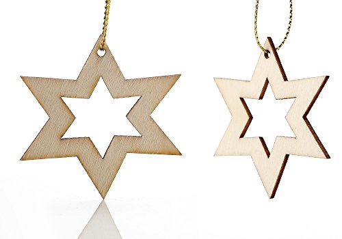 5stk Holz Star Sterne Weihnachtshänger Anhänger Baum Schmuck Wooden Weihnachtsdekoration Baumschmuck - 4