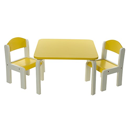 Childrens table and chair set Fabio Yellow | 1 table and 2 chairs | For boys and girls