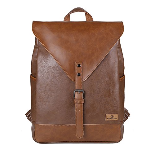 Koolertron Retro Kunstleder Vintage Fashion Unisex School Student Laptop 14   Rucksack Wanderrucksack Hiking Backpack Damen Herren Schultertasche PU R