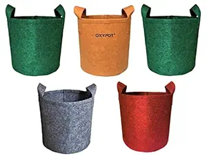 Oxypot Fabric Grow Bags (Multi-Colour) for Home, Terrace, Balcony & Kitchen Gardening. (12 Inches x 12 Inches)