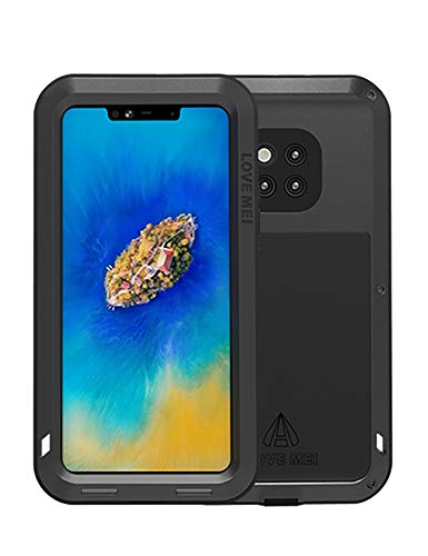Fonrest Custodia Huawei Mate20 PRO, 6,39-Pollice Love Mei Potente Robusto Ibrido Alluminio Metallo Armatura Antiurto Antipolvere Cover Senza Vetro temperato (Nero)