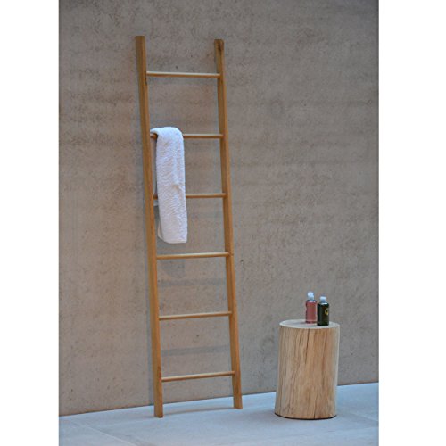 Jan Kurtz Hop Handtuchhalter Eiche Massiv Holz geölt HOP Handtuchleiter offen 6 Sprossen 46x176cm Innen & Aussen Unikate 490101 - 2