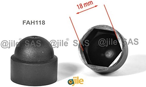 ajile - 20 Pieces - Snap on Domed nut Bolt Cap, Protective Cover for M12, 18 mm nut - Black Plastic - FAH118