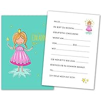 10 Stück Einladungskarten Kindergeburtstag mit Prinzessin