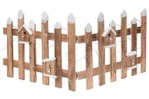 SPETEBO Décoration Clôture en bois avec 30 LED – 100 x 40 cm – Mini Clôture de jardin d'hiver lumineux Treillage