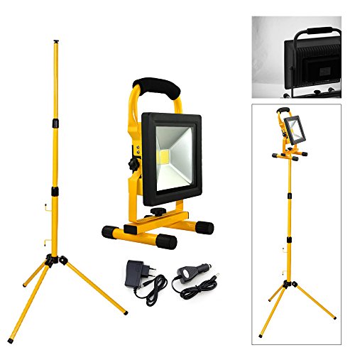 Preisvergleich Produktbild VINGO® 20W Kaltweiß Akku LED 1800LM Wiederaufladbare Arbeitsleuchte handlampe Wasserdicht Fluter 2200MA mit Teleskop-Stativ