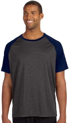 Alo Sport for Team Men's Performance T-Shirt, DK GRY HTH/SP NV, Large