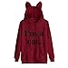 Produktbild Ba Zha Hei Frauen Katze Langarm Hoodie Süß und sexy Lässige Mode Mit Kapuze Sweatshirt Baumwollspandex Tops Bluse (Red, L)