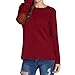 Produktbild Mode Langarmshirts Langärmliges Oberteil CLOOM Damen Rundhals Sweatshirt Frühling Tunic Oversize Oberteile Frauen Pullover Sweatshirts Streetwear Kurze Swing Jumper (Weinrot, M)