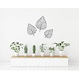 Wandtattoo geometrischet Blätter Wandaufkleber, Sticker aus Vinyl, Abziehbild in drei Größen, schwarz, weiß, hellgrau