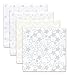 SwaddleDesigns X-Large Cotton Muslin Swaddle Blankets, Sterling Starshine, Set of 4