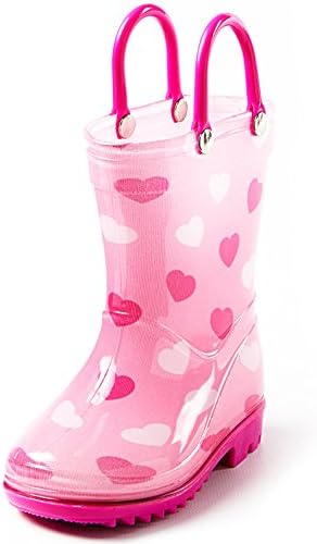 Puddle Play Children's Girls' hearts Shapes Printed Waterproof Easy-On Rubber Rain Boots (Toddler/Little Kids)