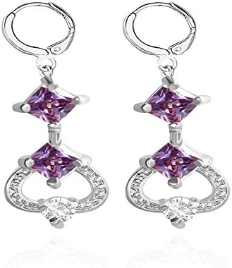 Dana Carrie The personality of the pendants, ear clip style earrings zircon flower claw circle ears silver Purple
